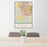 24x36 Cotati California Map Print Portrait Orientation in Woodblock Style Behind 2 Chairs Table and Potted Plant