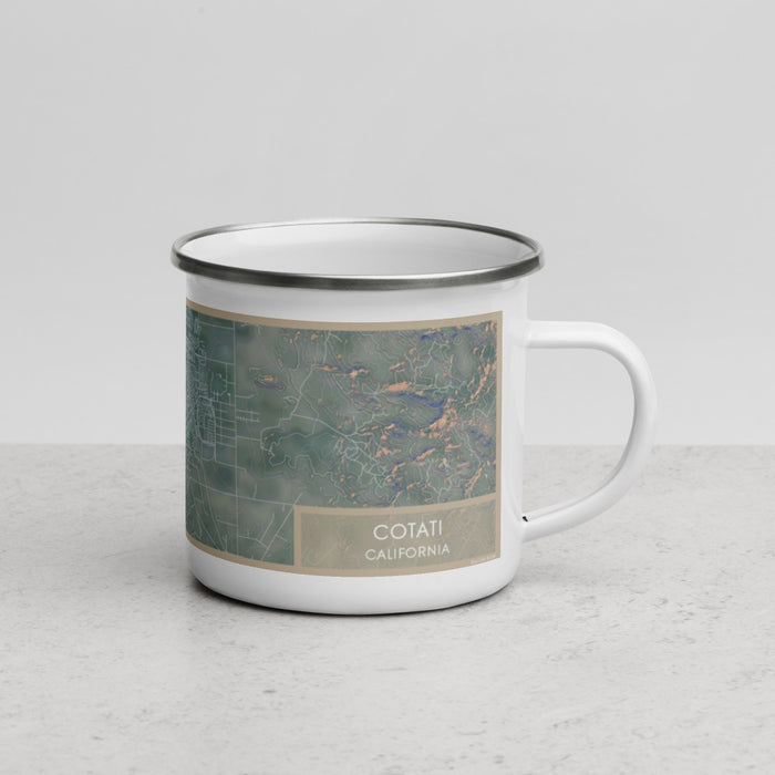Right View Custom Cotati California Map Enamel Mug in Afternoon