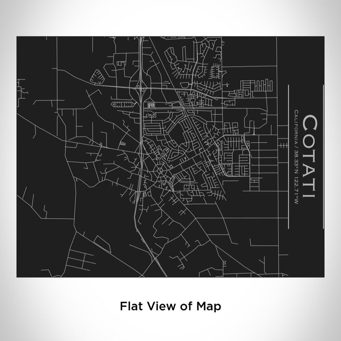 Rendered View of Cotati California Map Engraving on 20oz Stainless Steel Insulated Bottle with Bamboo Top in Black