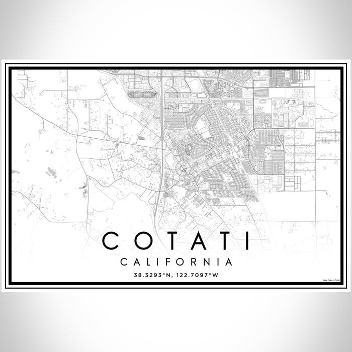 Cotati California Map Print Landscape Orientation in Classic Style With Shaded Background