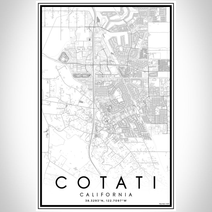 Cotati California Map Print Portrait Orientation in Classic Style With Shaded Background