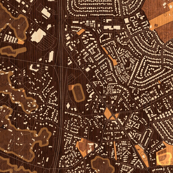 Cotati California Map Print in Ember Style Zoomed In Close Up Showing Details