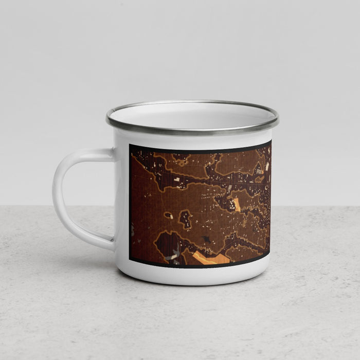 Left View Custom Cotati California Map Enamel Mug in Ember