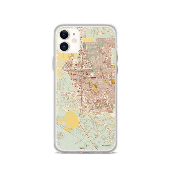 Custom iPhone 11 Cotati California Map Phone Case in Woodblock