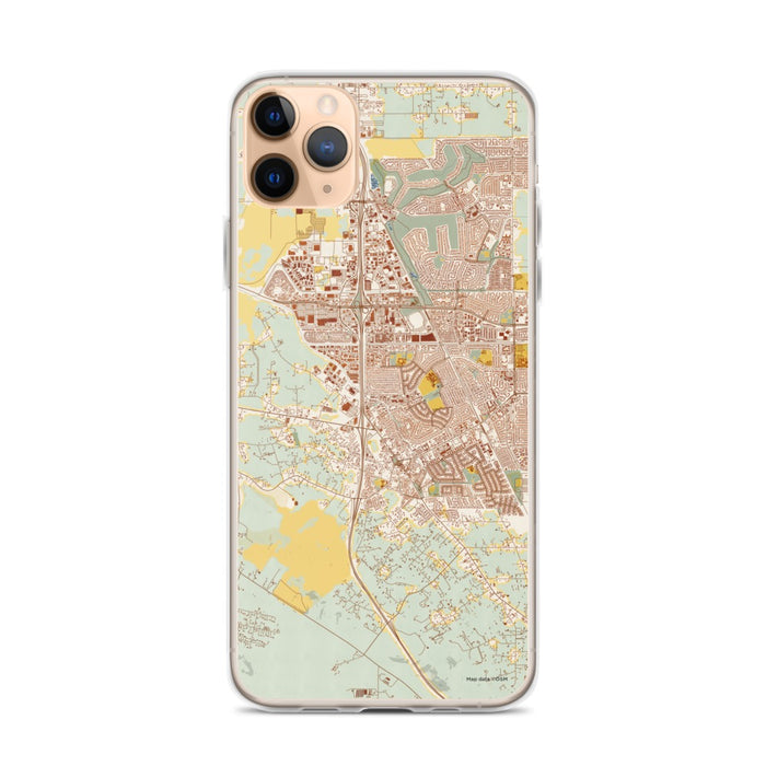 Custom iPhone 11 Pro Max Cotati California Map Phone Case in Woodblock