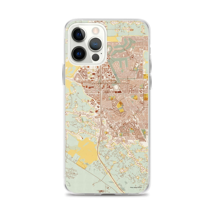 Custom iPhone 12 Pro Max Cotati California Map Phone Case in Woodblock