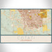 Cotati California Map Print Landscape Orientation in Woodblock Style With Shaded Background