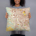 Person holding 18x18 Custom Cotati California Map Throw Pillow in Woodblock