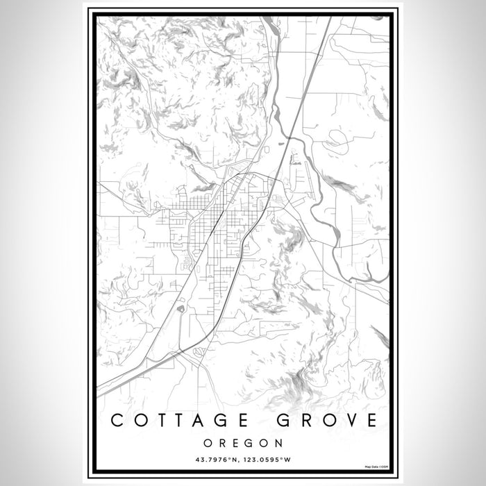 Cottage Grove Oregon Map Print Portrait Orientation in Classic Style With Shaded Background