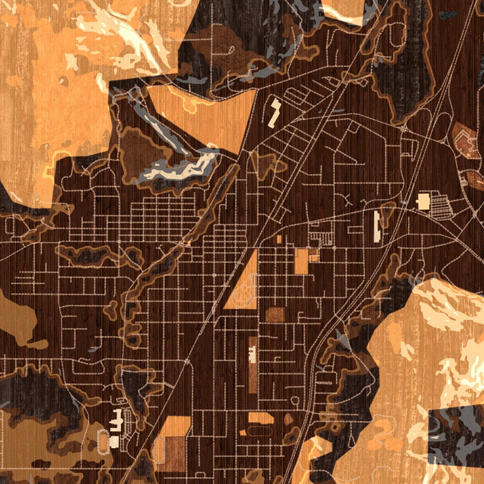 Cottage Grove Oregon Map Print in Ember Style Zoomed In Close Up Showing Details