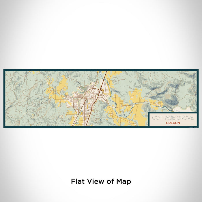 Flat View of Map Custom Cottage Grove Oregon Map Enamel Mug in Woodblock