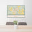 24x36 Cottage Grove Oregon Map Print Landscape Orientation in Woodblock Style Behind 2 Chairs Table and Potted Plant