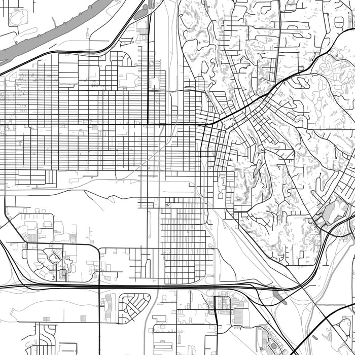 Council Bluffs Iowa Map Print in Classic Style Zoomed In Close Up Showing Details