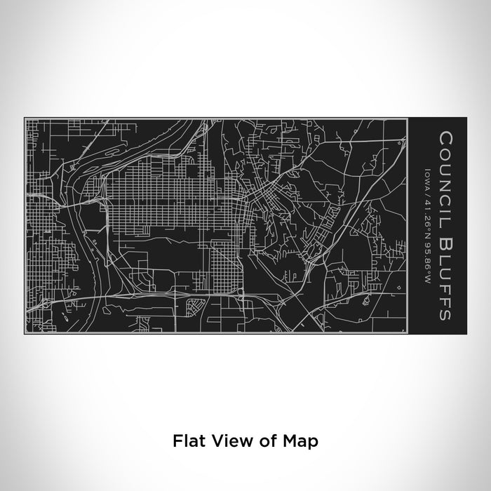 Rendered View of Council Bluffs Iowa Map Engraving on 17oz Stainless Steel Insulated Cola Bottle in Black
