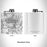 Rendered View of Council Bluffs Iowa Map Engraving on 6oz Stainless Steel Flask in White