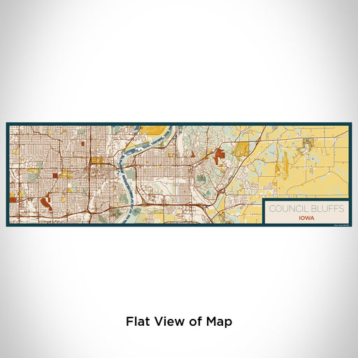 Flat View of Map Custom Council Bluffs Iowa Map Enamel Mug in Woodblock