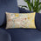 Custom Council Bluffs Iowa Map Throw Pillow in Woodblock on Blue Colored Chair