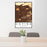 24x36 Covina California Map Print Portrait Orientation in Ember Style Behind 2 Chairs Table and Potted Plant