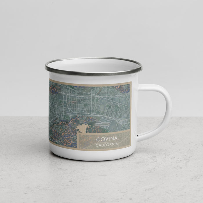 Right View Custom Covina California Map Enamel Mug in Afternoon