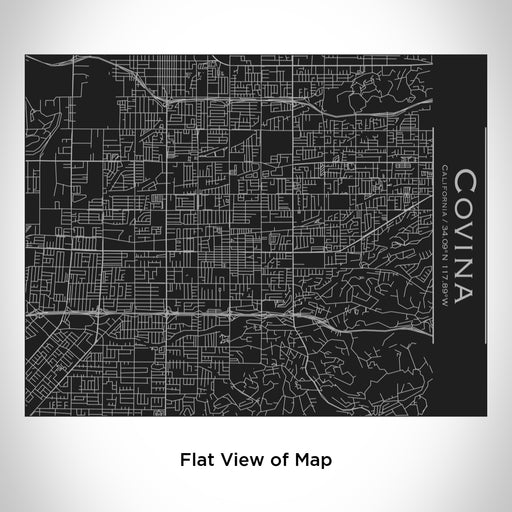 Rendered View of Covina California Map Engraving on 20oz Stainless Steel Insulated Bottle with Bamboo Top in Black
