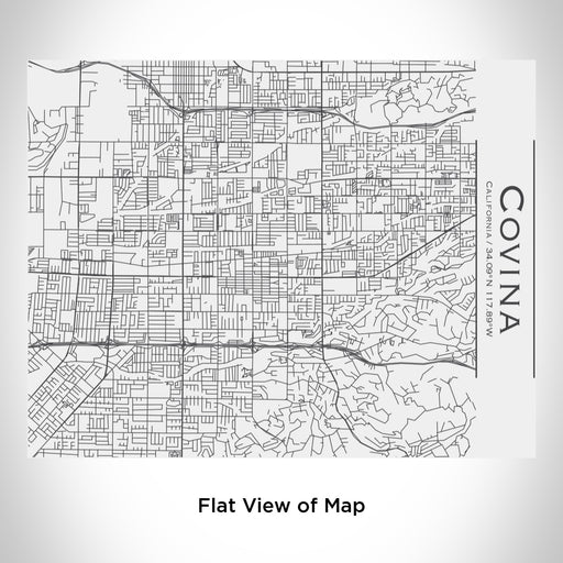 Rendered View of Covina California Map Engraving on 20oz Stainless Steel Insulated Bottle with Bamboo Top in White