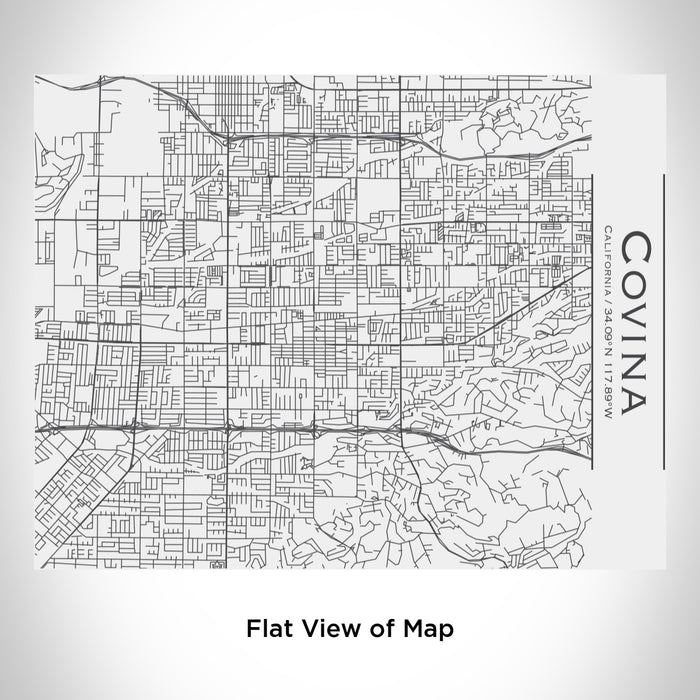 Rendered View of Covina California Map Engraving on 20oz Stainless Steel Insulated Bottle with Bamboo Top in White