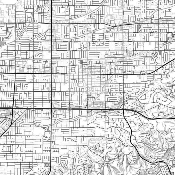 Covina California Map Print in Classic Style Zoomed In Close Up Showing Details