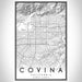 Covina California Map Print Portrait Orientation in Classic Style With Shaded Background