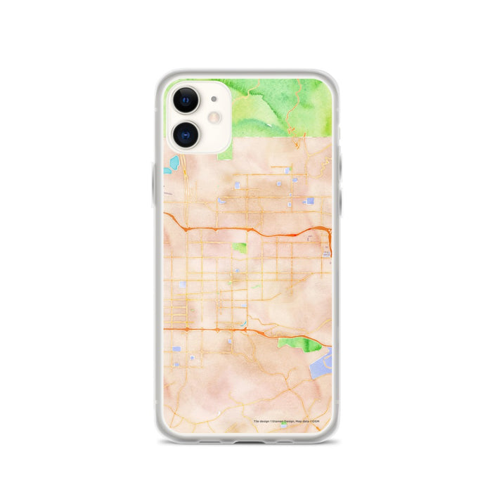 Custom iPhone 11 Covina California Map Phone Case in Watercolor