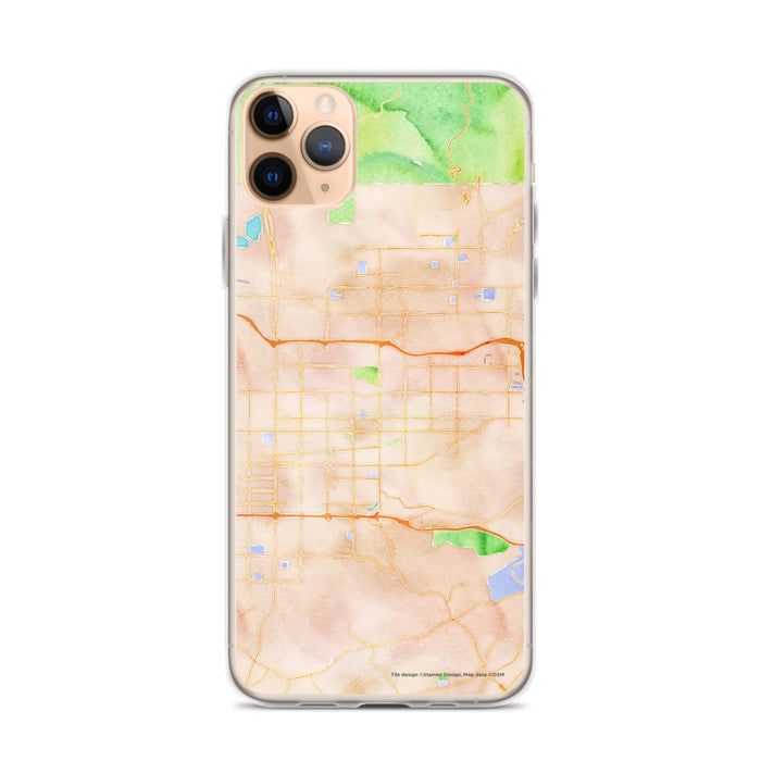 Custom iPhone 11 Pro Max Covina California Map Phone Case in Watercolor