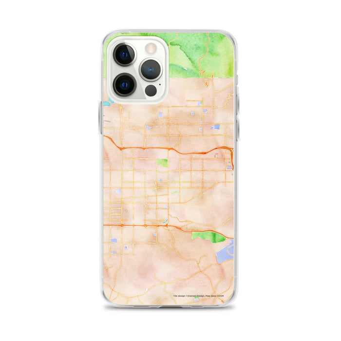 Custom iPhone 12 Pro Max Covina California Map Phone Case in Watercolor