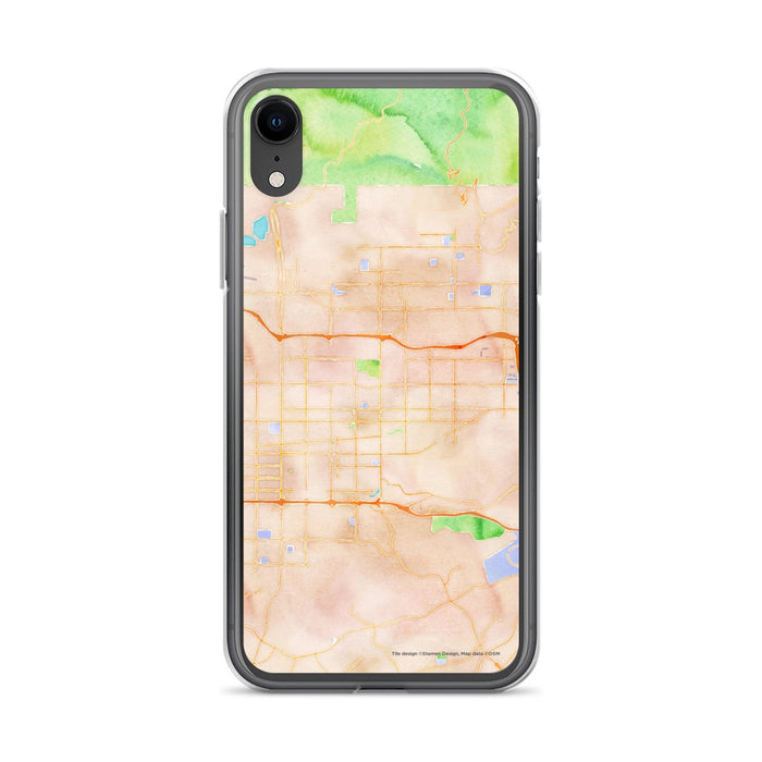 Custom iPhone XR Covina California Map Phone Case in Watercolor