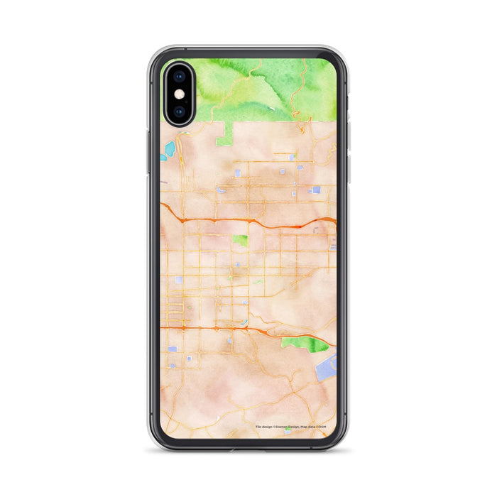 Custom iPhone XS Max Covina California Map Phone Case in Watercolor