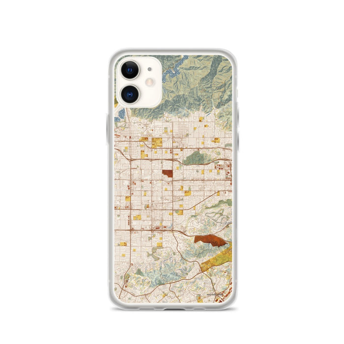 Custom iPhone 11 Covina California Map Phone Case in Woodblock