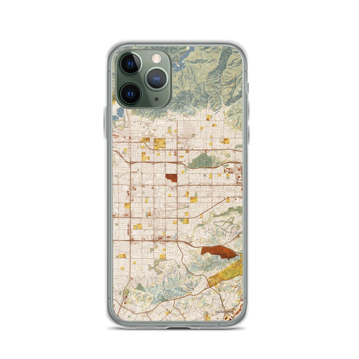 Custom iPhone 11 Pro Covina California Map Phone Case in Woodblock