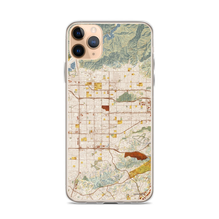 Custom iPhone 11 Pro Max Covina California Map Phone Case in Woodblock