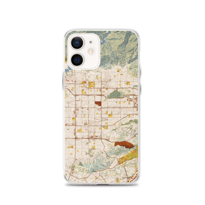 Custom iPhone 12 Covina California Map Phone Case in Woodblock