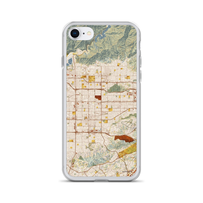 Custom iPhone SE Covina California Map Phone Case in Woodblock