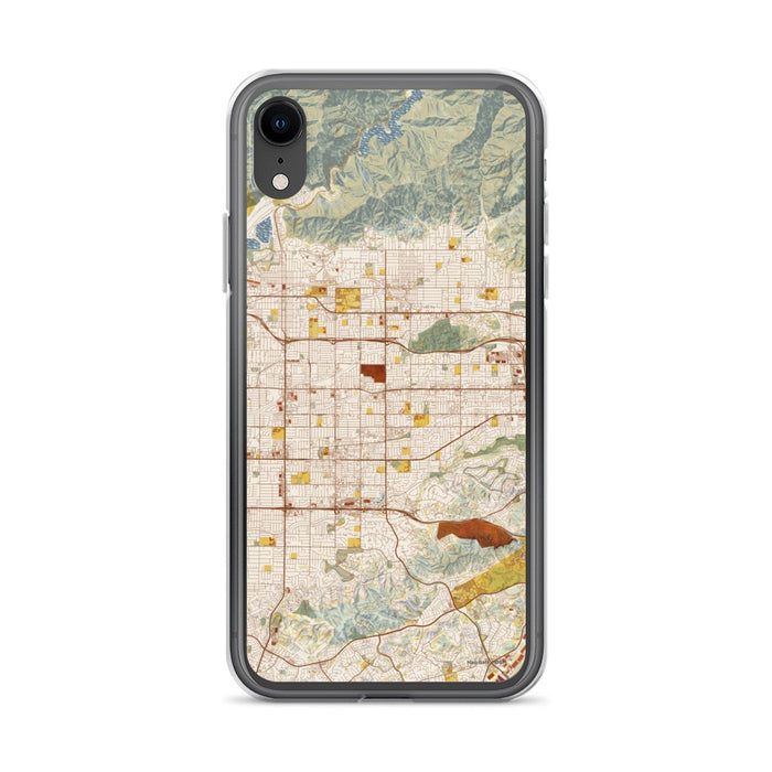 Custom iPhone XR Covina California Map Phone Case in Woodblock