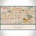 Covina California Map Print Landscape Orientation in Woodblock Style With Shaded Background