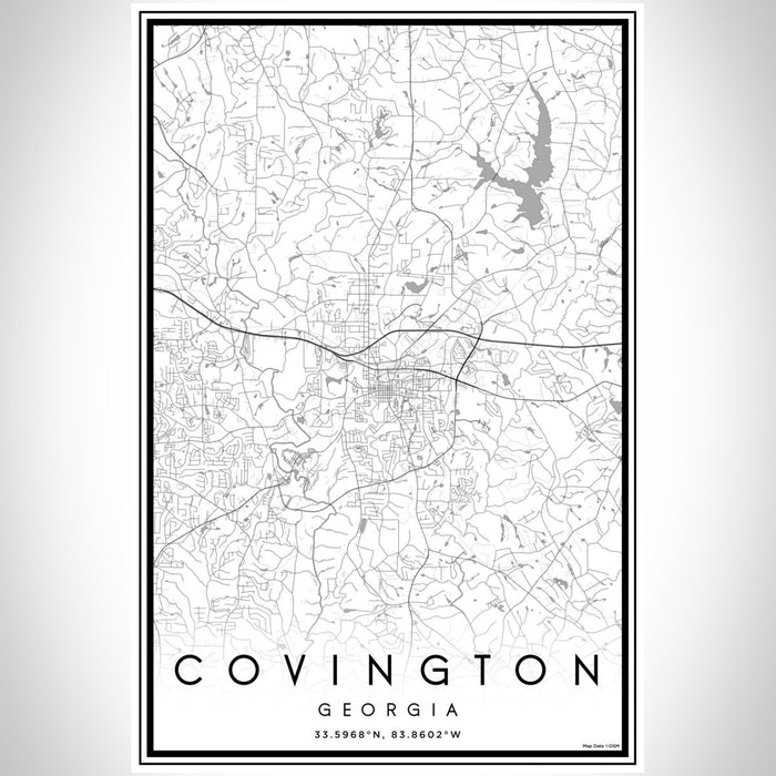 Covington Georgia Map Print Portrait Orientation in Classic Style With Shaded Background