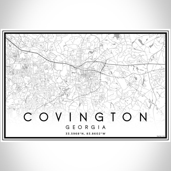 Covington Georgia Map Print Landscape Orientation in Classic Style With Shaded Background