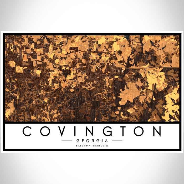 Covington Georgia Map Print Landscape Orientation in Ember Style With Shaded Background