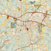 Covington Georgia Map Print in Woodblock Style Zoomed In Close Up Showing Details