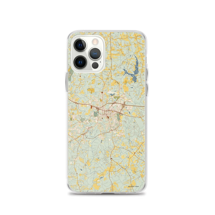 Custom Covington Georgia Map iPhone 12 Pro Phone Case in Woodblock