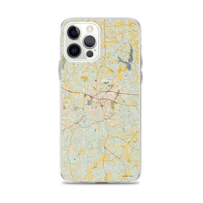 Custom Covington Georgia Map iPhone 12 Pro Max Phone Case in Woodblock
