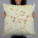 Person holding 22x22 Custom Covington Georgia Map Throw Pillow in Woodblock