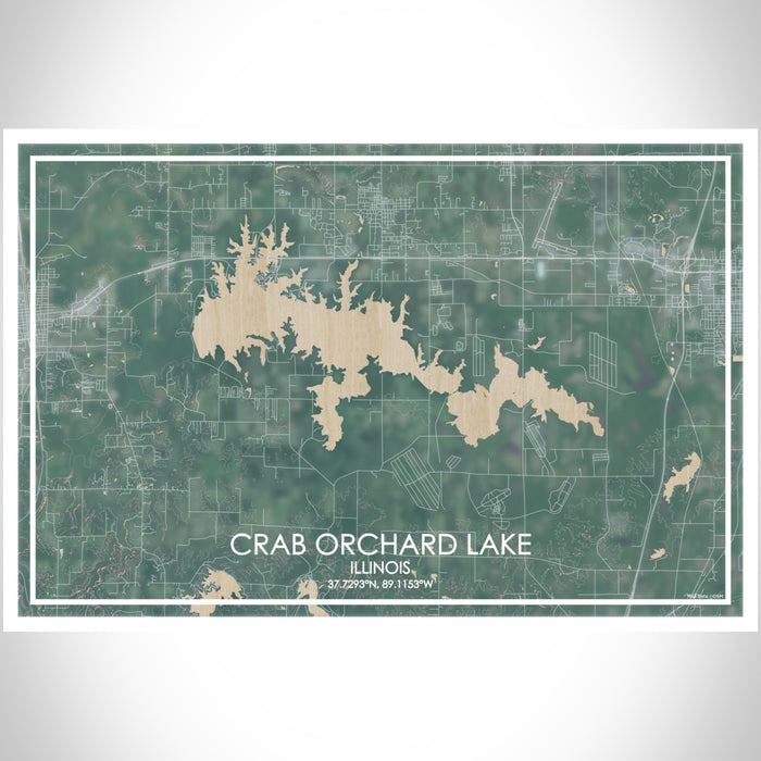 Crab Orchard Lake Illinois Map Print Landscape Orientation in Afternoon Style With Shaded Background