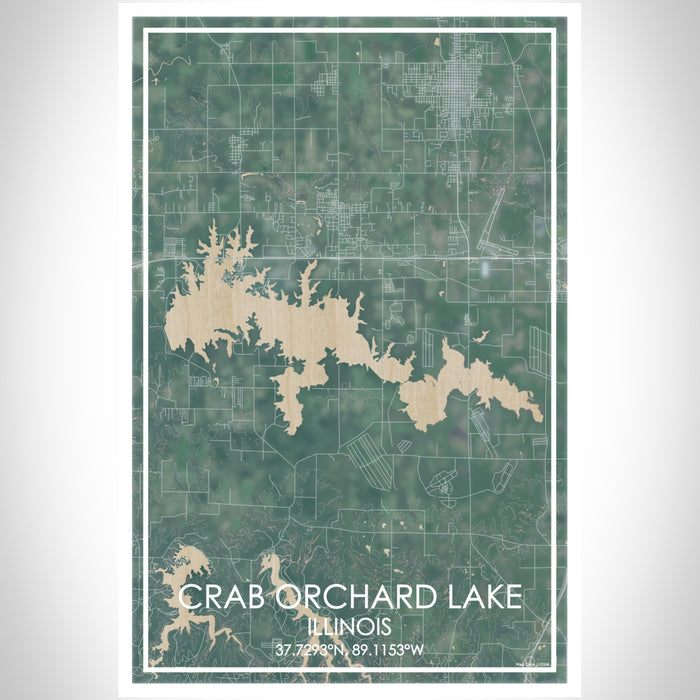 Crab Orchard Lake Illinois Map Print Portrait Orientation in Afternoon Style With Shaded Background