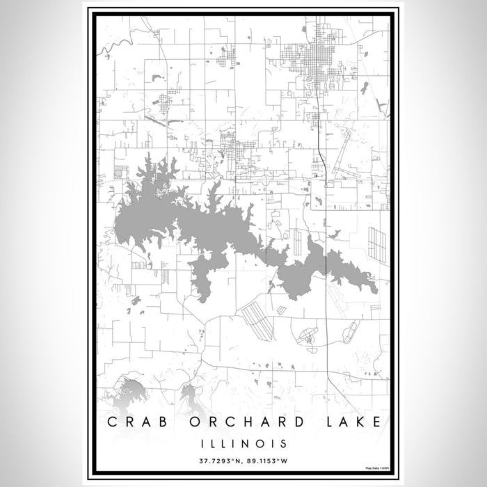 Crab Orchard Lake Illinois Map Print Portrait Orientation in Classic Style With Shaded Background
